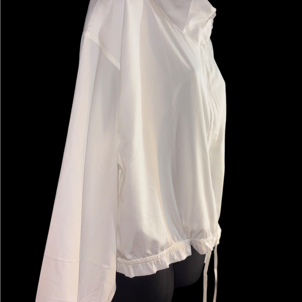 Old Navy StretchTech Packable Ruffle-Trim Jacket white full-zip drawstring large - Picture 4 of 11